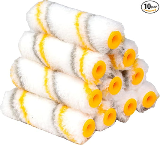 King Origin 10-Pack Paint Roller 4 Inch, 1/2" Nap, Small Paint Roller Covers, Lint Free Paint Roller Refills for Walls, Trim, and Home Painting Projects