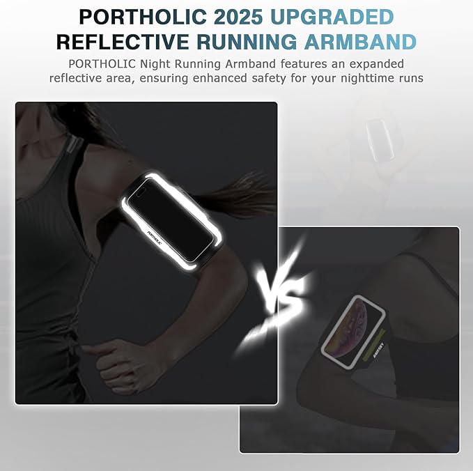 PORTHOLIC 2025 Running Armband Water Resistant Sports Phone Holder Case with Extension Strap, Key Card Slot Up to 6.9" Phone for iPhone 17/16/15/14/13 Plus Air Pro Max XR/XS, Galaxy S25/24/S10