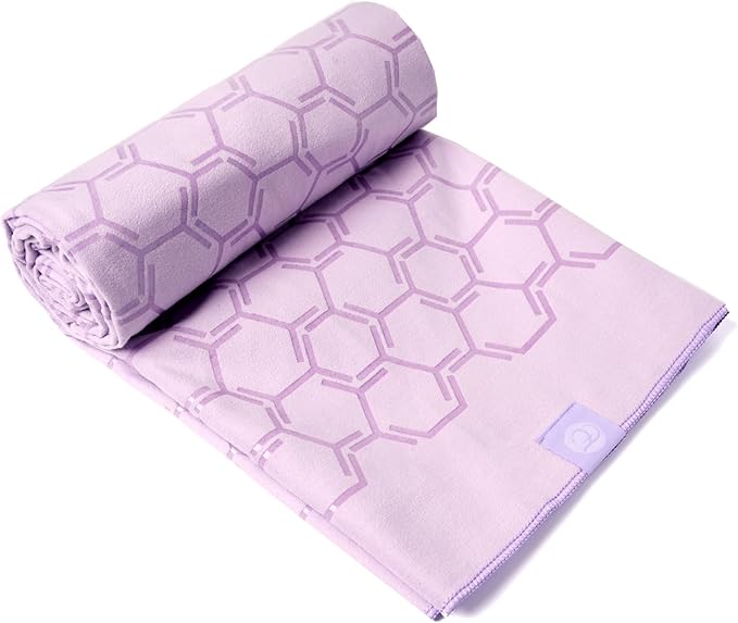 Eunzel Yoga Towel for Hot Yoga,Non-Slip Double Sided Silicone Grip Towel Absorbent Microfiber Towel for Hot Yoga, Vinyasa and Power 26.5"x72", Taro Purple