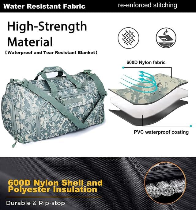 Gym Bag for Women & Men Tactical Duffle Military Weekender Travel Work Out Bags Lightweight Waterproof Sports Tote Shoe Pocket