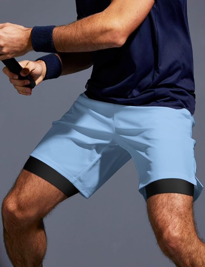 Aolesy Men's 5''/7'' Running Shorts Quick Dry Workout Gym Shorts with Pockets, Tennis Training Athletic(Linerless & Liner)