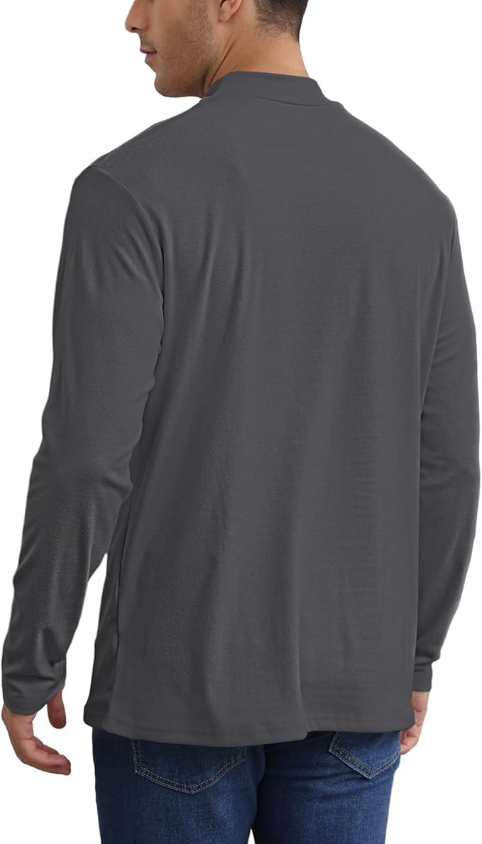Mens Casual Mock Turtleneck T-Shirts Long Sleeve Thermal Stretchy Pullover Basic Lightweight Undershirt Sweater Tops