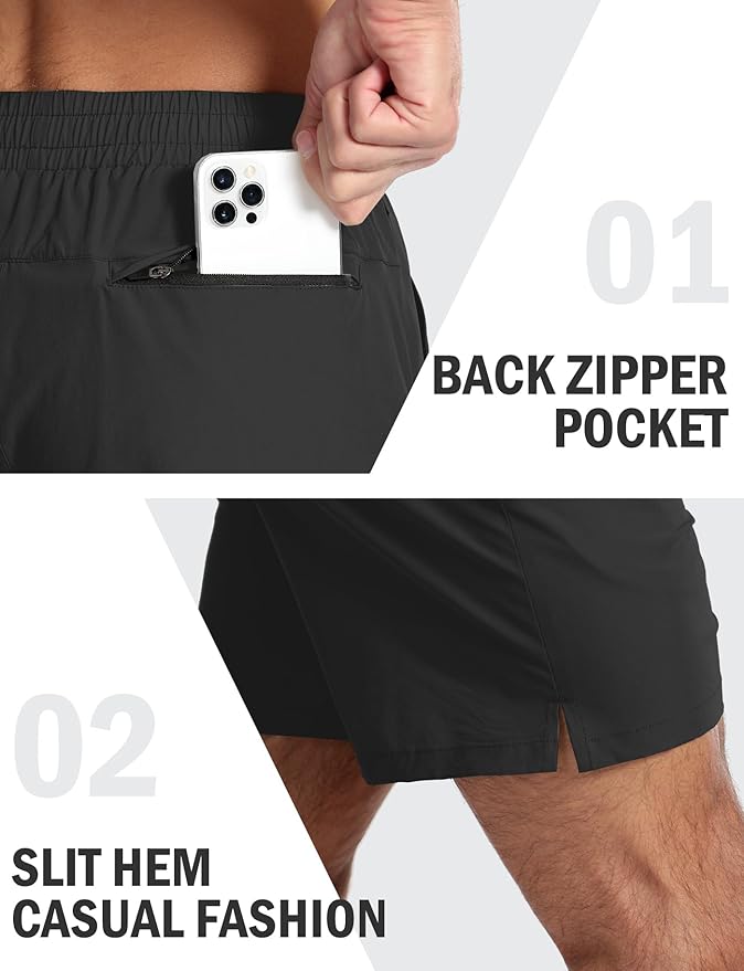 Aolesy Men's 5''/7'' Running Shorts Quick Dry Workout Gym Shorts with Pockets, Tennis Training Athletic(Linerless & Liner)