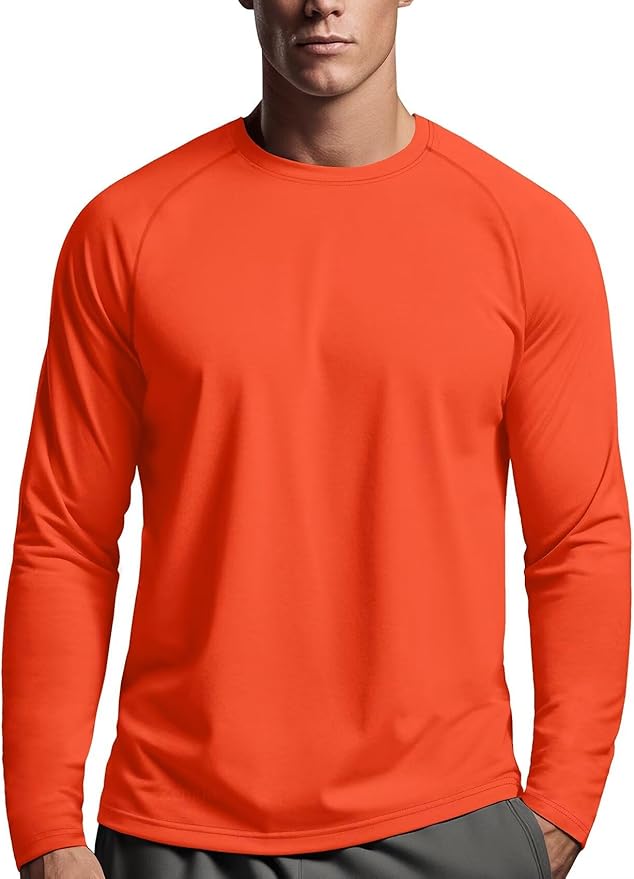 Zengjo Mens Long Sleeve Workout Shirts Moisture Wicking Running Athletic Sport Performance T-Shirt Lightweight SPF Sun Shirt