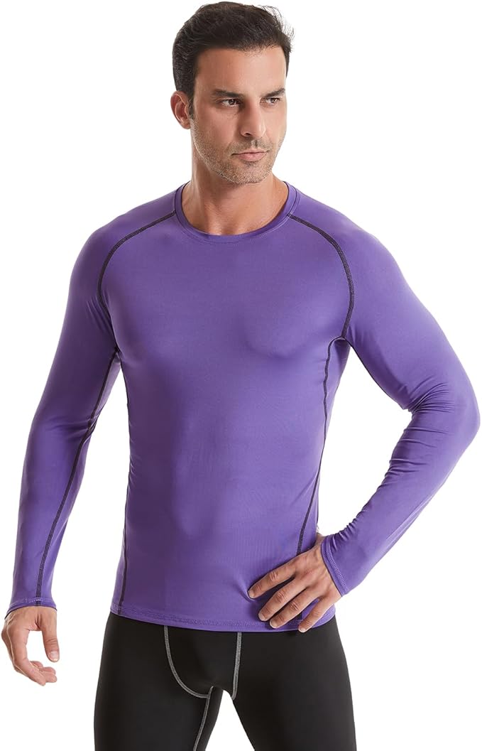 5,6 Pack Men's Compression Shirts Long Sleeve Rash Guard Workout Undershirt Base Layer Athletic Shirt
