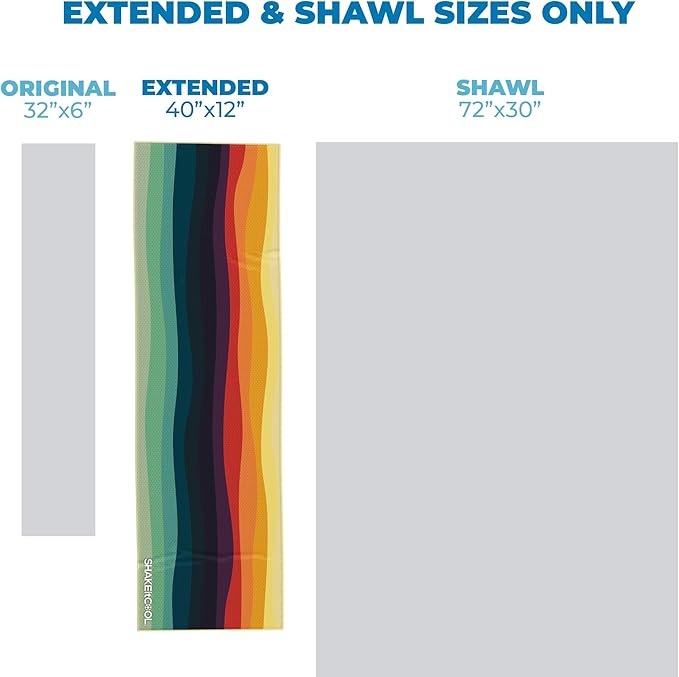 SHAKEitCOOL Extended Size Cooling Towel โ Be Cool in Style - Heat Relief, Soft, Lightweight, Sun Protection, Easy Clean - Perfect for Biking, Hiking, Running, Yoga, Golf, Gardening - Sunset Wave M