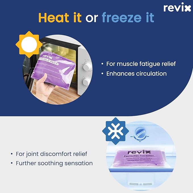 REVIX Large Ice Packs for Injuries, 2 Packs Hot & Cold Gel Ice Packs with PVC Cooling Design & Adjustable Strap, Flexible Therapy on Joints, Muscles, Shoulder, Back and Knee (12" x 6" Purple)