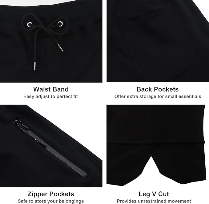 PIDOGYM Men's 5" Gym Workout Shorts,Fitted Jogging Short Pants for Bodybuilding Running Training with Zipper Pockets