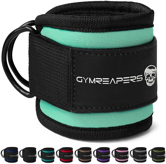 Gymreapers Ankle Straps For Cable Machine Kickbacks, Glute Workouts, Lower Body Exercises - Adjustable Leg Straps with Neoprene Padding