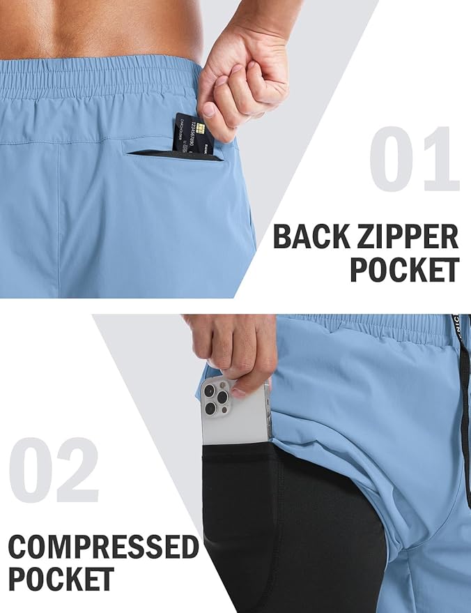 Aolesy Men's 5''/7'' Running Shorts Quick Dry Workout Gym Shorts with Pockets, Tennis Training Athletic(Linerless & Liner)