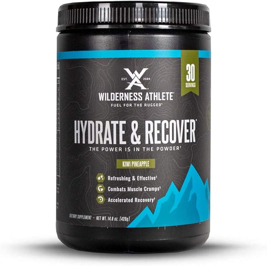 Wilderness Athlete - Hydrate & Recover | Liquid Hydration Powder Electrolyte Drink Mix - Recover Faster with Bcaas - Hydrate Powder with 1000mg of Vitamin C - 30 Serving Tub (Kiwi Pineapple)