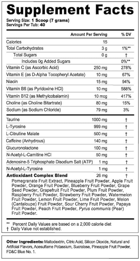 G Fuel Cadenza Energy Drink Powder, Pre Workout Caffeine Mix for Gaming, Sugar Free Focus Amino, Vitamin + Antioxidants, 9.9oz (Citrus Strawberry, 40 Servings)