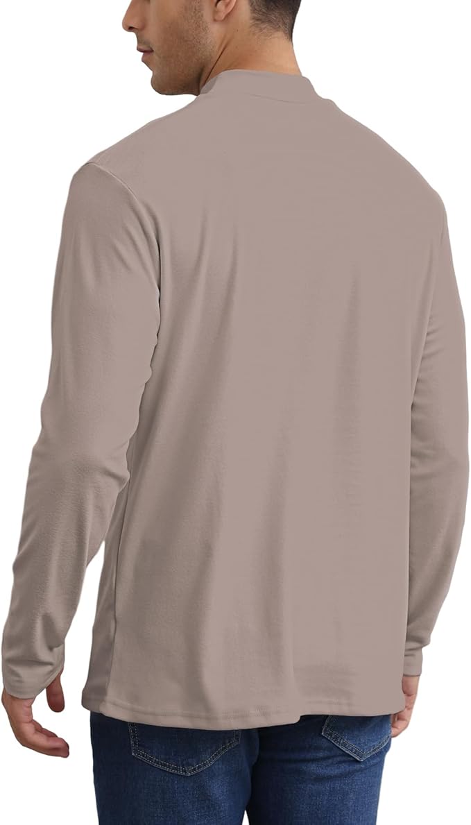 Mens Casual Mock Turtleneck T-Shirts Long Sleeve Thermal Stretchy Pullover Basic Lightweight Undershirt Sweater Tops