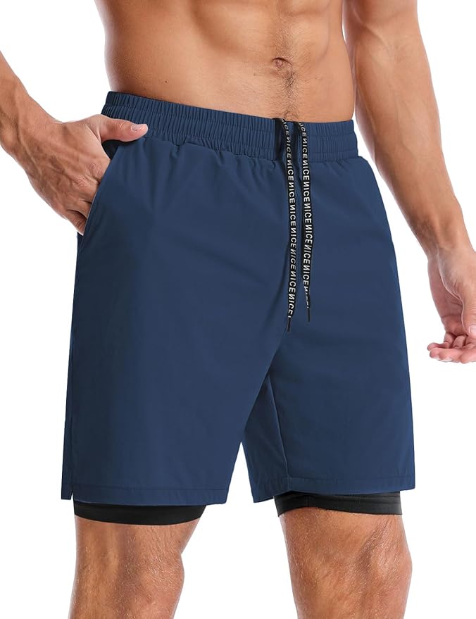 Aolesy Men's 5''/7'' Running Shorts Quick Dry Workout Gym Shorts with Pockets, Tennis Training Athletic(Linerless & Liner)