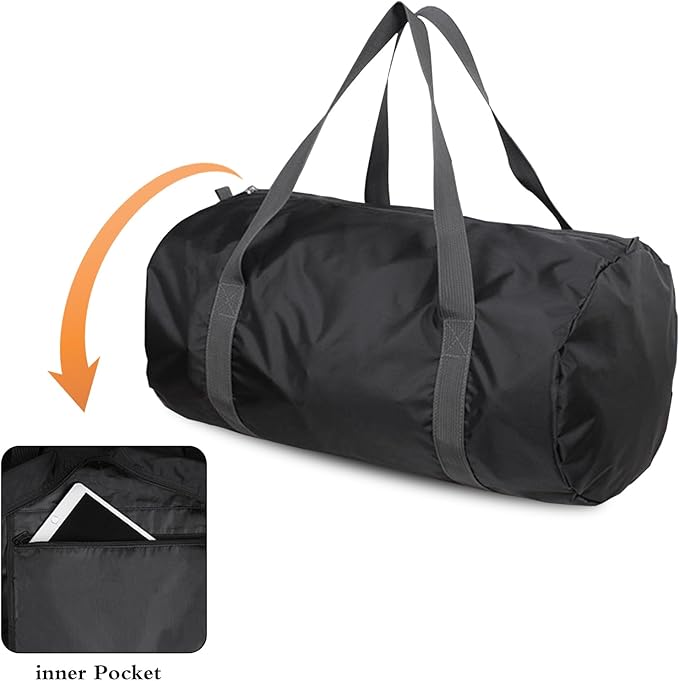 Travel Bag Foldable,Portable Lightweight Gym Bag,Sports Duffel Bags for Women&Men - for Camp, Fitness, and Short tours, shopping (Black, S)