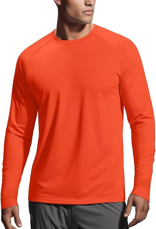Zengjo Mens Long Sleeve Workout Shirts Moisture Wicking Running Athletic Sport Performance T-Shirt Lightweight SPF Sun Shirt