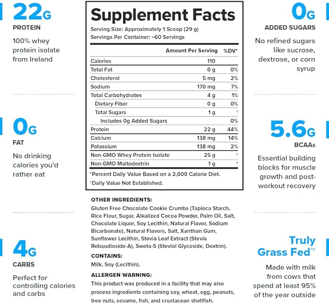 LEGION Whey+ Protein Whey Isolate from Grass Fed Cows - Whey Protein Isolate Powder Low Calorie, Non-GMO, Sugar Free, Lactose and Gluten Free, All Natural Protein Powder for Men & Women (60 Servings)