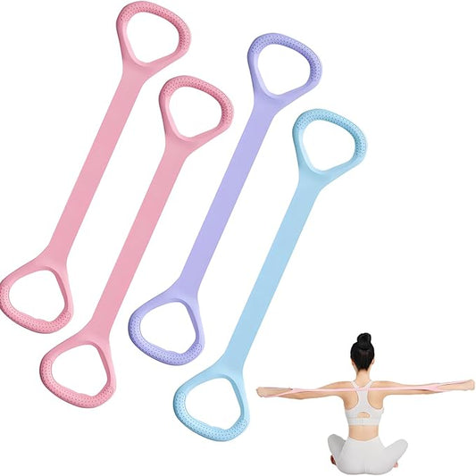 4 Pack Figure 8 Resistance Bands, Exercise Bands with Handles for Working Out, Arm and Back Training, Exercise Equipment for Yoga, Pilates, Physical Therapy, Stretching