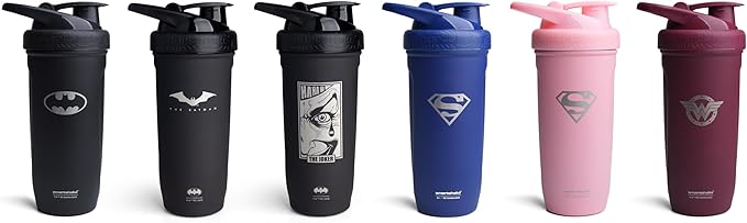 Smartshake DC COMICS Reforce Stainless Steel Protein Shaker Bottle 900 ml | 30 oz - Leakproof Screw-on Lid - BPA Free – Unisex - Non Insulated - Superman Logo