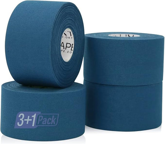 OK TAPE Athletic Sports Tape(4 Packs) - 45ft Per Roll Very Strong Tape for Athlete & Sport Trainers & First Aid Injury Wrap, Perfect for Fingers Ankles Wrist on Bat, Hockey Stick - Dark Blue