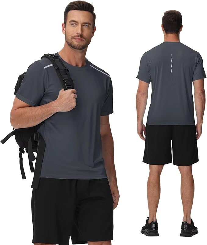 Yundobop Men's Athletic Workout T-Shirt Breathable Short Sleeve UPF 50+ Running Tee