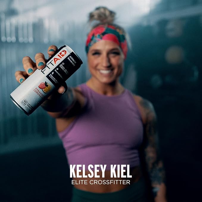 FITAID Post Workout Recovery Drink, Strawberry Lemonade, BCAAs, Glucosamine, Electrolytes, All In One Can, Paleo, Vegan & Gluten-Free, 40 Calories, 12 Fl Oz (Pack of 12)