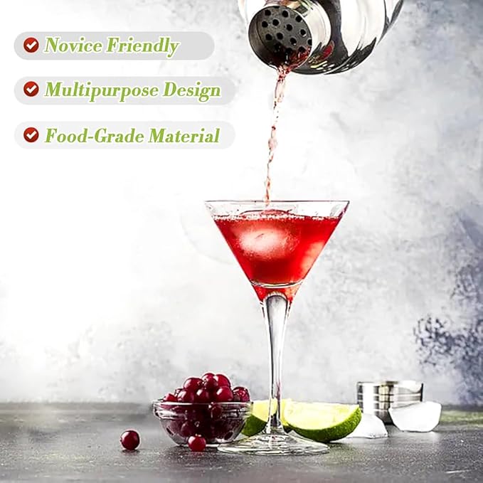 Cocktail Shaker,24oz Drink Mixer with Built-in Strainer for Mixing Drinks Margaritas,Beginner Friendly Stainless Steel Mixer Bar Utensil Tool