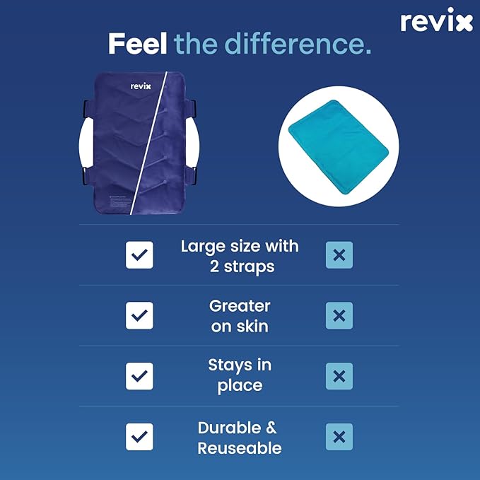 REVIX Large Ice Pack for Back, 13” x 21” Reusable Gel Cold Pack for Full Back Coverage, Cold Compress Wrap for Shoulder, Hip, Leg Relief, Ideal for Fatigue, Muscle Soreness, and Daily Recovery, Navy