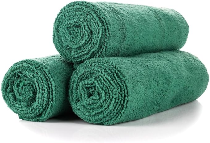 The Rag Company - Sport & Workout Towel - Gym, Exercise, Fitness, Spa, Ultra Soft, Super Absorbent, Fast Drying Premium Microfiber, 320gsm, 16in x 27in, Dark Green (3-Pack)