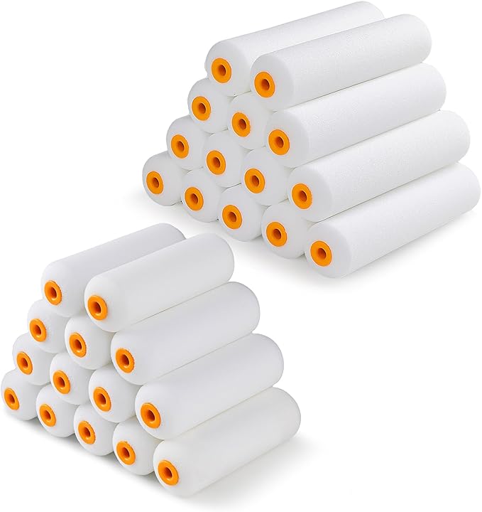 Foam Paint Roller, 28 Pack, 4 Inch and 6 Inch Mini Paint Roller Covers, High Density Foam Paint Roller, Small Paint Rollers for All Flat Surfaces, Suitable for Wall, Doors