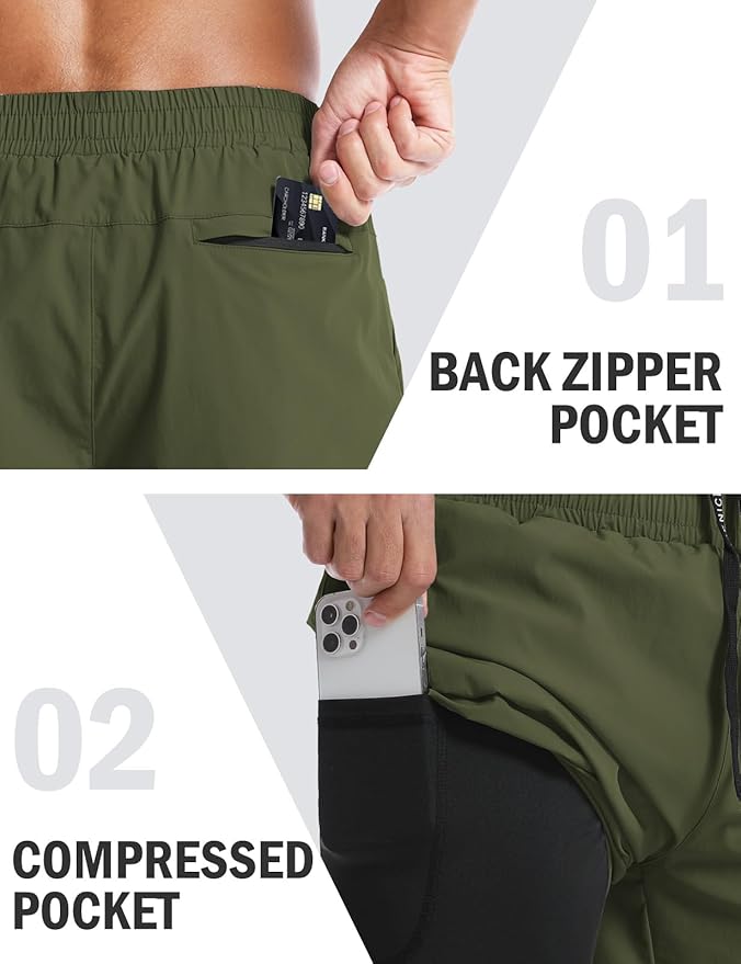 Aolesy Men's 5''/7'' Running Shorts Quick Dry Workout Gym Shorts with Pockets, Tennis Training Athletic(Linerless & Liner)