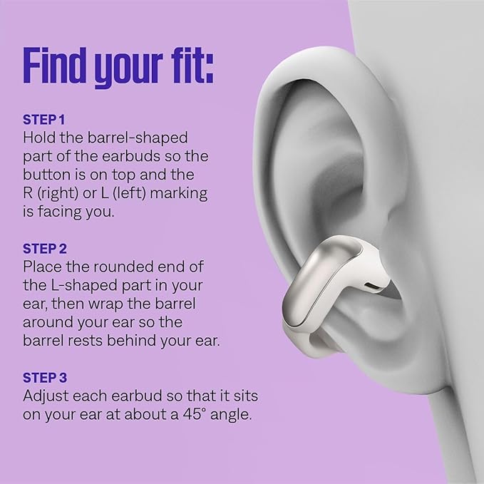 Bose Ultra Open Bluetooth Earbuds, True Wireless Earbuds with OpenAudio for Awareness, Clip On Design for Comfort, Immersive Audio, Up to 48 Hrs of Playtime + 20W Wall Charger (Chilled Lilac)