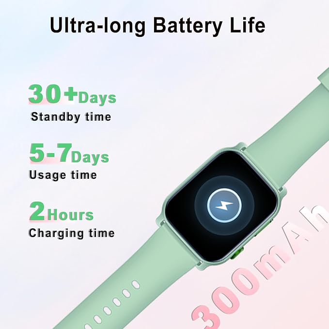 QTLLBT 8 Language Translation smartwatch Bluetooth Call (Answer Make Call) Flashlight 300MAH Fitness Tracker IP68 Waterproof 100 Sports Heart Rate Monitor for Android iPhone Women smartwatch (Green)