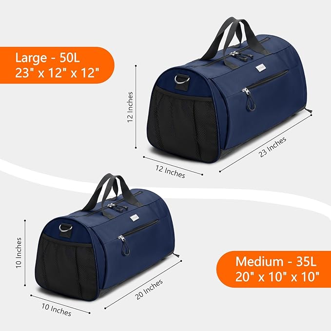 TOPDesign Gym Bag for Women & Men, Unisex Duffel Bag with Shoe Compartment & Wet Pocket for Travel Sports Gym (L Blue)