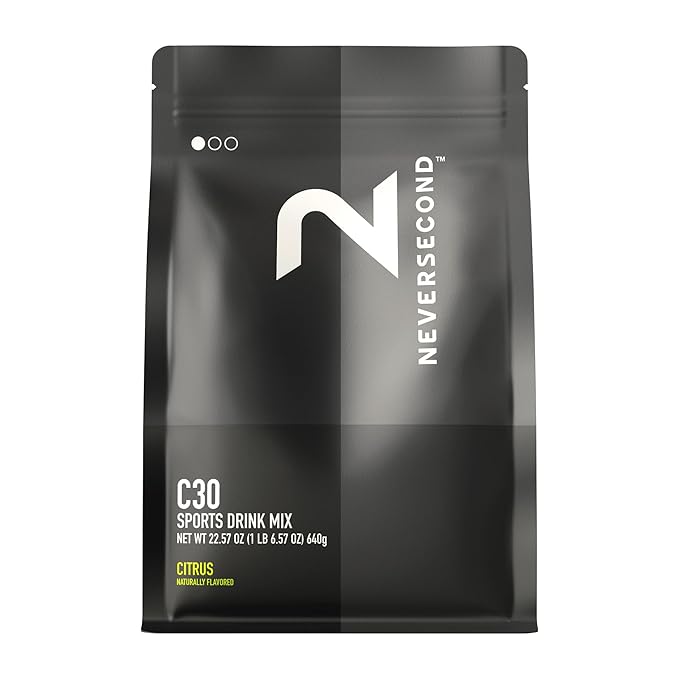 Neversecond C30 Sports Drink, High-Performance Electrolyte Hydration & Carbohydrates, Never2 Sports Drink for Triathlons, Cycling, & Marathons – Citrus - (640g, 20 Serving-Count)
