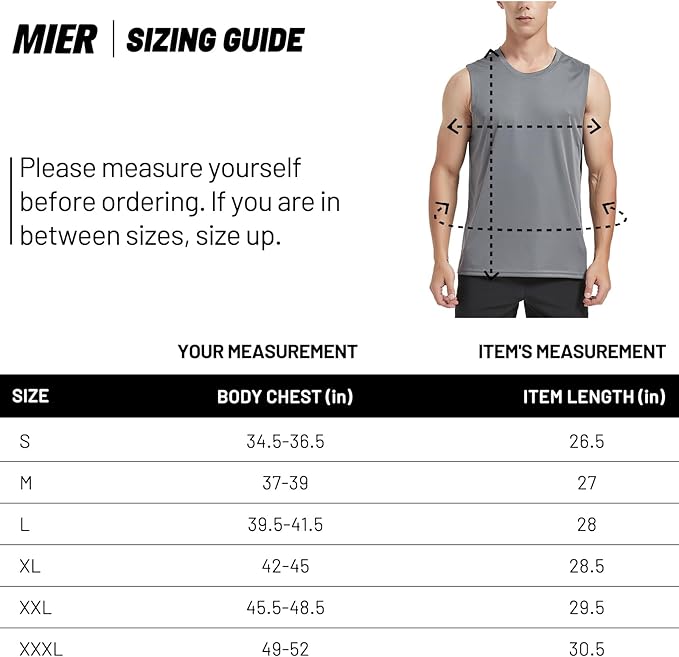 MIER Men's Workout Tank Tops UPF 50+ Swim Shirts Quick Dry Running Sleeveless UV Protection Muscle Tees