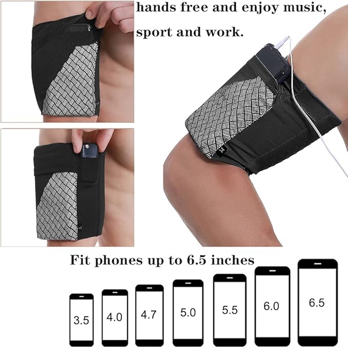 Universal Sports Armband for All Phones. Cell Phone Armband for Running, Fitness and Gym Workouts (iPhone X/8/7/6/Plus,Samsung Galaxy S9/S8/S7/S6/Edge/Plus & LG, Google & More) Black, S