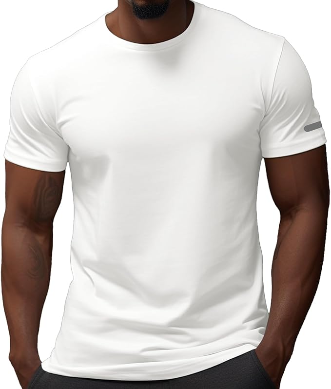 Mens Workout Shirts Fitted, Quick Dry Gym Tshirts Running Athletic Top Moisture Wicking Tee