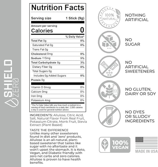 SHIELD Zero | Sugar-Free Electrolyte Replenisher Powder Packets | Natural Ingredients| Clean & Clear with no Dyes and No Artificial Sweeteners | Electrolyte Replenisher | Sugar Free Electrolyte Drink