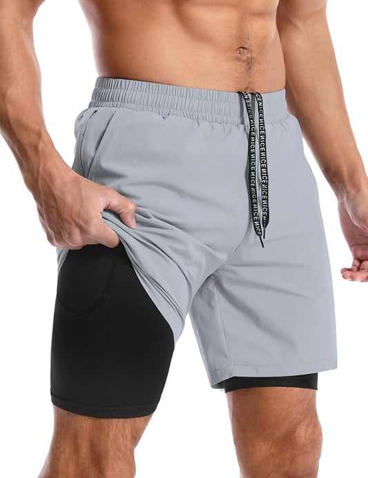 Aolesy Men's 5''/7'' Running Shorts Quick Dry Workout Gym Shorts with Pockets, Tennis Training Athletic(Linerless & Liner)