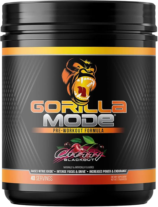 Gorilla Mind Pre Workout - Massive Pumps Laser Focus Energy Power - L-Citrulline, Creatine, L-Tyrosine, Betaine, Hydroprime, Alpha-GPC, 400mg Caffeine, Huperzine A - 812g (Cherry)