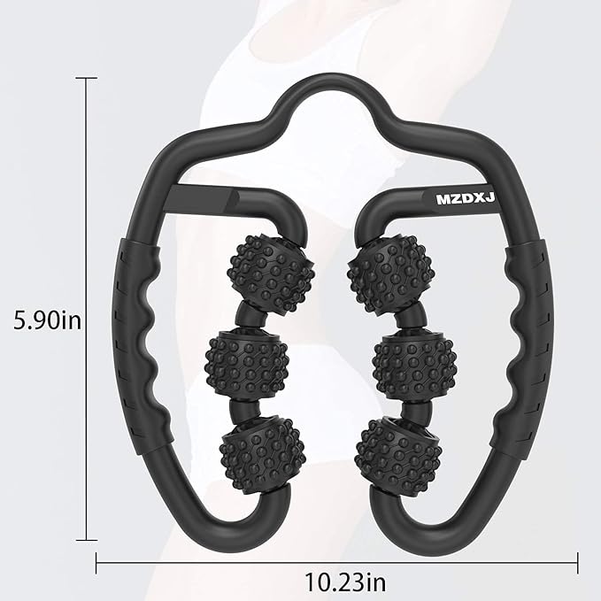 Cellulite Massage Tool Muscle Roller - Deep Fascia Massager & Dimpled Skin Remover for Legs, Thighs & Buttocks - Anti-Cellulite Roller, Smooth Skin, Pain Relief(Black - 6 Wheel)