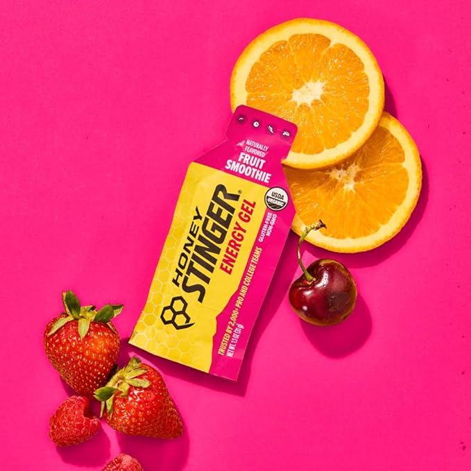Honey Stinger Organic Fruit Smoothie Energy Gel, Gluten Free & Caffeine Free, for Exercise, Running and Performance, Sports Nutrition for Home & Gym, Pre & Mid Workout, 24 Pack, 26.4 Ounce