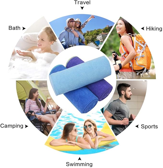 SINLAND Microfiber Gym Towels Sports Fitness Workout Sweat Towel Super Soft and Absorbent 3 Pack 16 Inch X 32 Inch