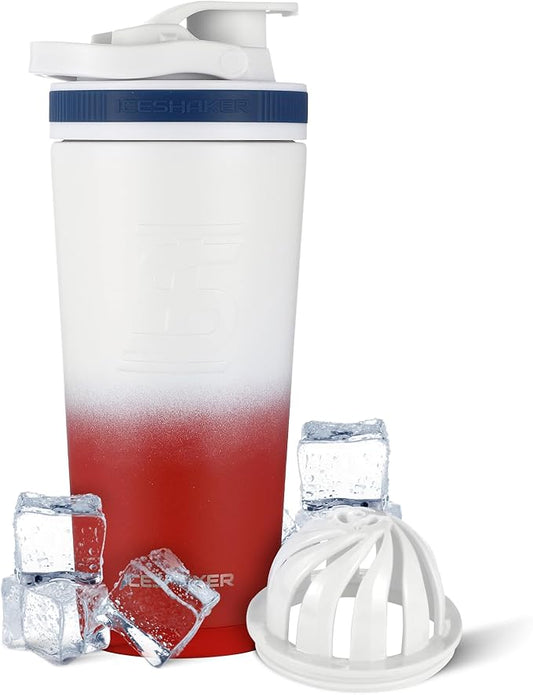 Ice Shaker Insulated Stainless Steel Shaker Bottle | 26oz, Usa | Cold for 30+ Hours | Insulated Cup with Twist-on Agitator | Odor-Free Bottle for Protein Shakes, Water, Smoothies, Cocktails