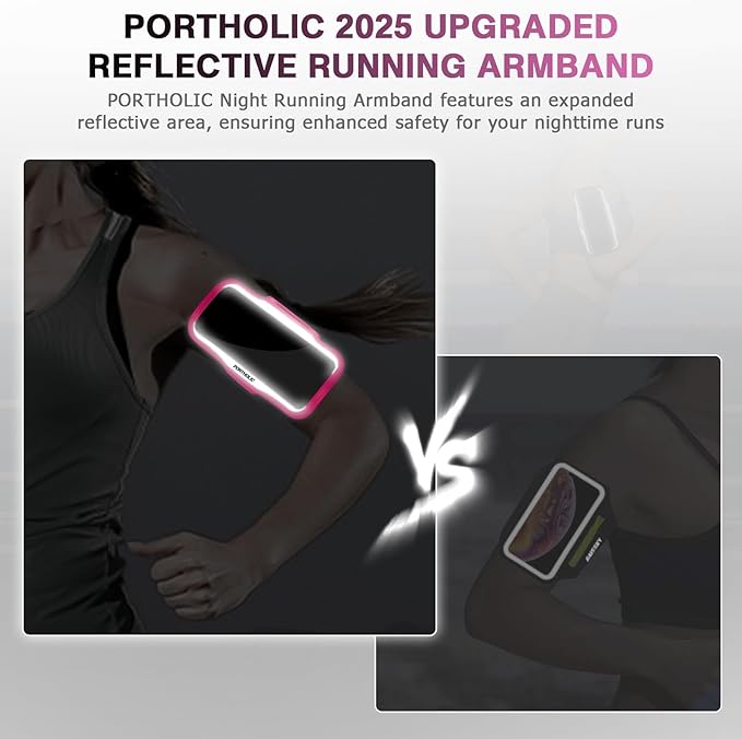 PORTHOLIC 2025 Running Armband Water Resistant Sports Phone Holder Case with Extension Strap, Key Card Slot Up to 6.9" Phone for iPhone 17/16/15/14/13 Plus Air Pro Max XR/XS, Galaxy S25/24/S10