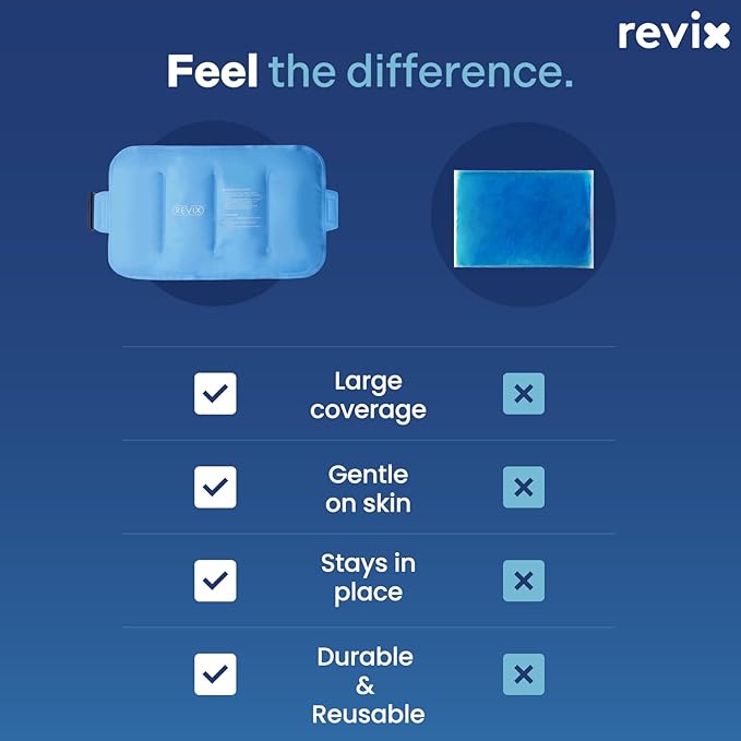 REVIX Gel Ice Pack for Back Discomfort Relief, Soft Plush Lining Ice Wrap for Lower Back, Shoulder, Hip, Arm, Knee, Cold Compress Therapy, 16 × 9 "