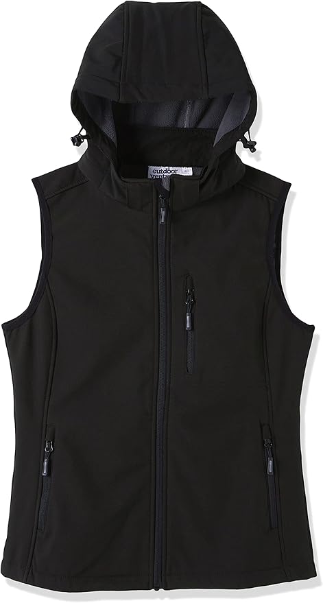 Outdoor Ventures Women's Hooded Lightweight Softshell Vest, Windproof Fleece Lined Sleeveless Jacket for Golf Running Travel
