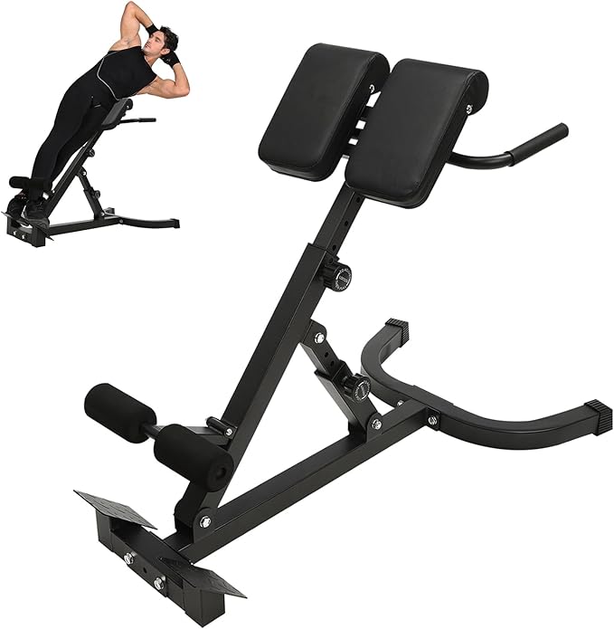 Roman Chair, Adjustable Hyperextension Bench Multifunctional Workout Bench 330lbs with 8 Adjustable Positions for Strength Training Ab Bench & Foldable Sit-Up Bench for Home Gym Workouts