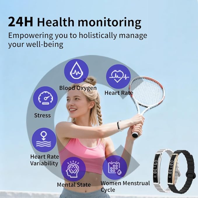 Smart Bracelet for Women Men, Fitness Tracker Smart Wristband, Waterproof Health Band with 24/7 Heart Rate Sleep Monitor, 12 Kinds Sport Modes fits Android iOS (Black) (Black)